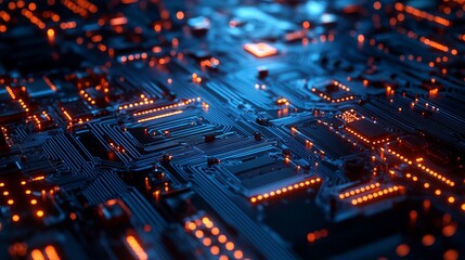 Obraz premium Abstract Tech Background Made of Printed Circuit Board – Futuristic Digital Design with Electronic Connections