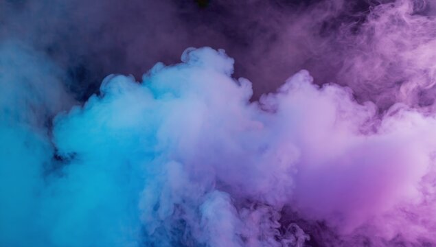 Fototapeta A stunning blend of blue and purple smoke swirls in a dreamy, abstract composition. The soft, flowing texture against a dark background creates a mesmerizing visual effect full of depth and movement.