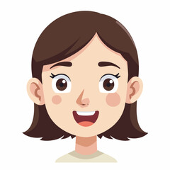 Fototapeta premium Cheerful girl smiling with joy, flat vector art style, happiness concept