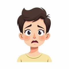 Obraz premium Worried child displaying fear in simple illustration, emotional distress