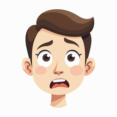 Fototapeta premium Scared boy expressing fear in flat vector style, emotional illustration