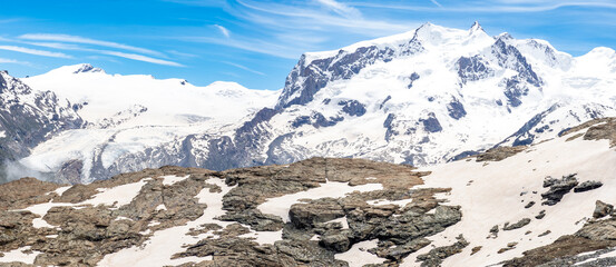 View of Alps mountain range from Trokener Steg, Switzerland