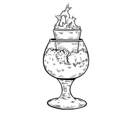 Cocktail ice, line drawing 