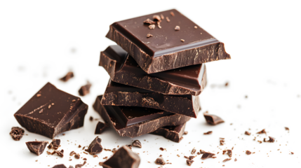 A pile of chocolate bars with some of them broken