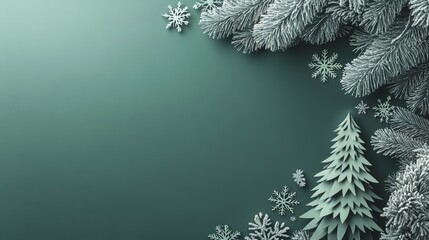 A Beautiful Snowflake Design Adorns this Festive Green Christmas Card