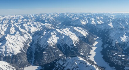 Fototapeta premium Aerial drone over beautiful mountains in austria cold snow winter landscape