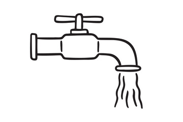 tap water icon doodle hand drawn. Outline drawing tap water line clipart symbol