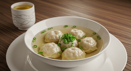 a steaming bowl of traditional miso soup on a wooden table