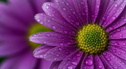 Fototapeta premium artistic nature of dew on flowers captures beauty of intricate droplet patterns, vibrant colors, and harmonious relationship between water and plants