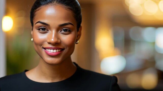 Professional hotel receptionist engaging warmly on phone