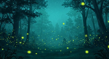 Midsummer Night's Dream Forest Sale - Magical summer sale, enchanting forest, fireflies, mystical dreamscape, summer discounts