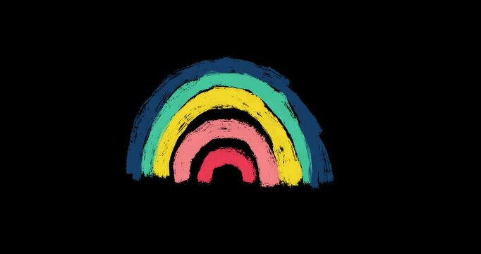 Crayon Kids Drawings Animated Pack. Playful Hand-Drawn Looping Scribbles with Flowers, Dinosaur, Unicorn, Stars, Sun, Rainbow, Car, and More. Cute Kids&rsquo; Summer Elements with Alpha Channel.