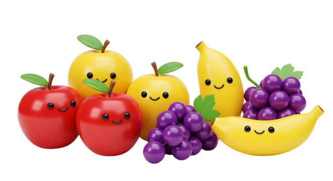 Cartoon Fruits with Happy Faces