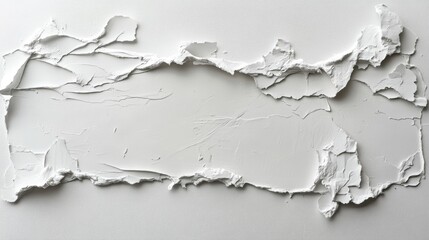 Obraz premium Against a smooth white background, an elegant display of torn white paper produces a striking textured and layered visual effect