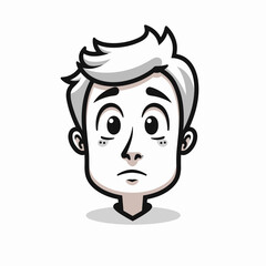 Confused expression in vector art style, black and white illustration