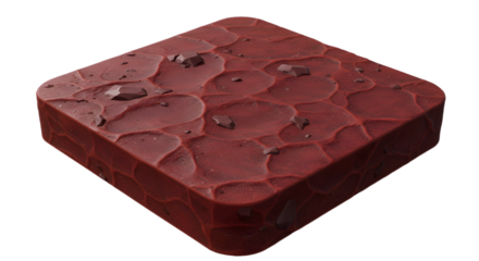 Tile shows red, dimpled texture with small rocky formations on a black backdrop