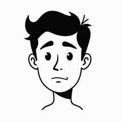 Awkward expression in black and white vector art icon, emotional symbolism