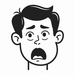 Surprised expression in vector art style, black and white design