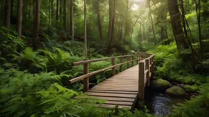 Obraz premium wooden bridge in the forest