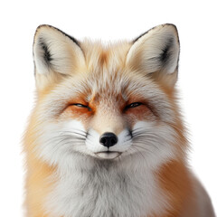 Fototapeta premium red fox short face isolated on a white transparent background