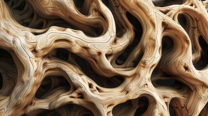 Abstract Wooden Sculpture with Intertwined Branches