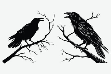 Crow image silhouette design vector art and illustration