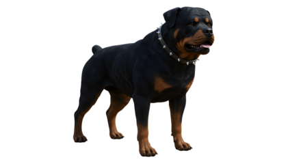Powerful Black Rottweiler Standing Firm