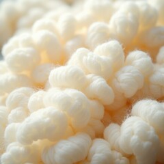 A striking close-up of creamy white wool, showcasing its soft, curly fibers in intricate detail