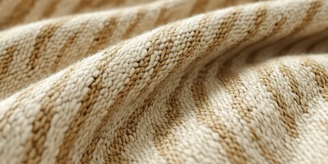 Beige striped fabric texture close-up