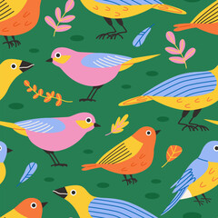 Fototapeta premium Cute bird seamless pattern