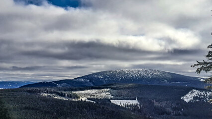  Śnieżnik Mountain covered with snow - view from Czarna Góra