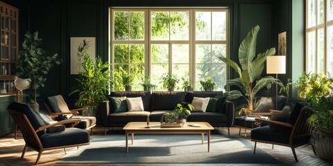 Sun-drenched Green Living Room