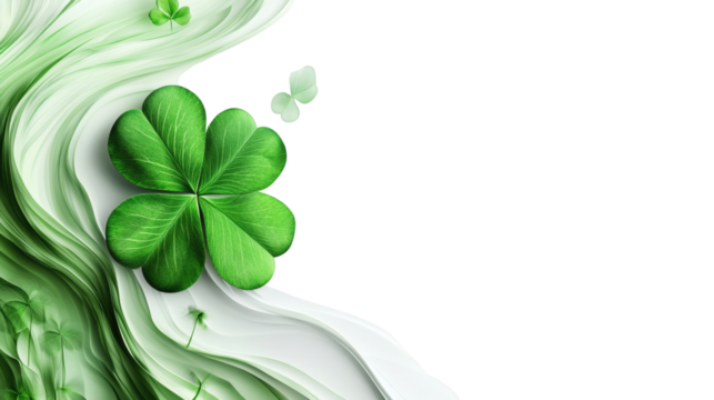 Green three-leaf clover isolated on white background