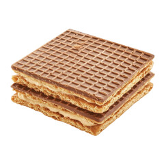 Fototapeta premium Delicious wafer dessert with chocolate layer isolated on Transparent background for sweet treat lovers, wafer dessertisolated on PNG background