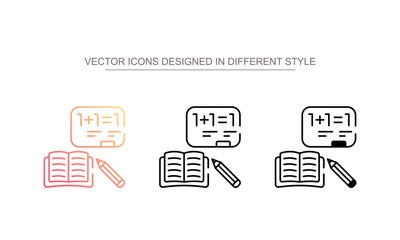 Classroom Essentials icon design with white background stock illustration