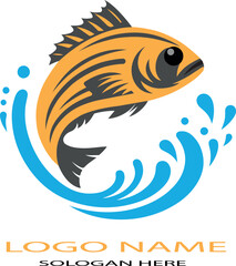 Jumping fish logo icon vector .