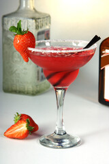 Strawberry cocktail with vodka and liqueur