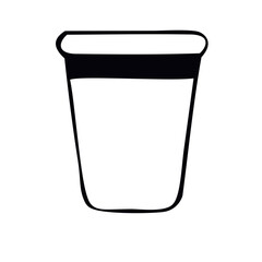 Simple black outline of a cup with a curved top and slightly wider rim, set against a white background.