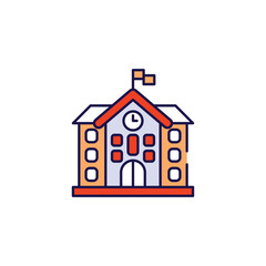 School icon design with white background stock illustration