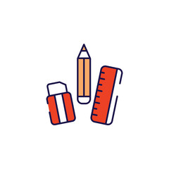 Study Tools icon design with white background stock illustration
