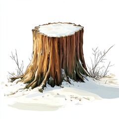 winter tree stump with pastel colors

