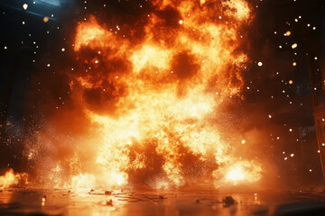 Naklejka premium Large explosion of flames and sparks 