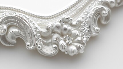 Obraz premium Elegant scrollwork frame forming graduation border soft curls and intricate designs creating an ornate frame symbolizing achievement and tradition leaving large blank spaces for versatile use