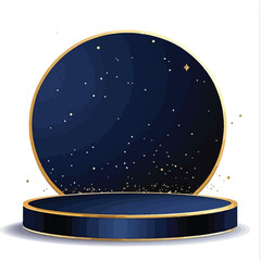 Naklejka premium Elegant Dark Blue Circle Podium Display with Abstract Design