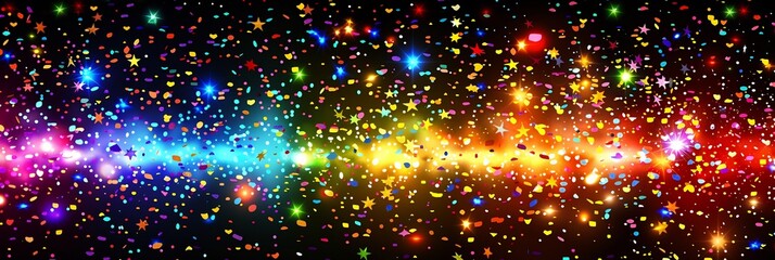 Obraz premium Floating confetti animation congratulations graduation small colorful confetti pieces softly falling around caps diplomas creating a festive and lighthearted feel providing space for customization