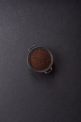 Black tea dry crushed in bowl