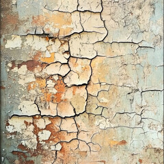Fototapeta premium Vintage grunge texture of cracked and peeling paint on an old weathered wall, creating a distressed and abstract background