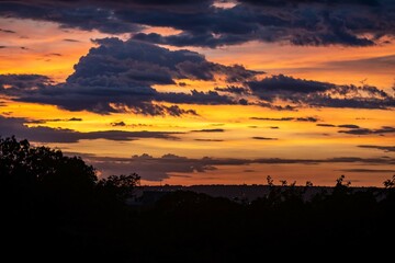 Dramatic orange sky in an iconic and idyllic formation