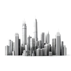 Fototapeta premium Modern City Skyline 3D Vector Illustration
