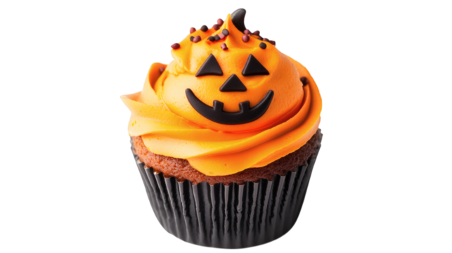 Halloween cupcake isolated on white background